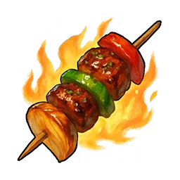 Brocheta picante de carne a la parrilla